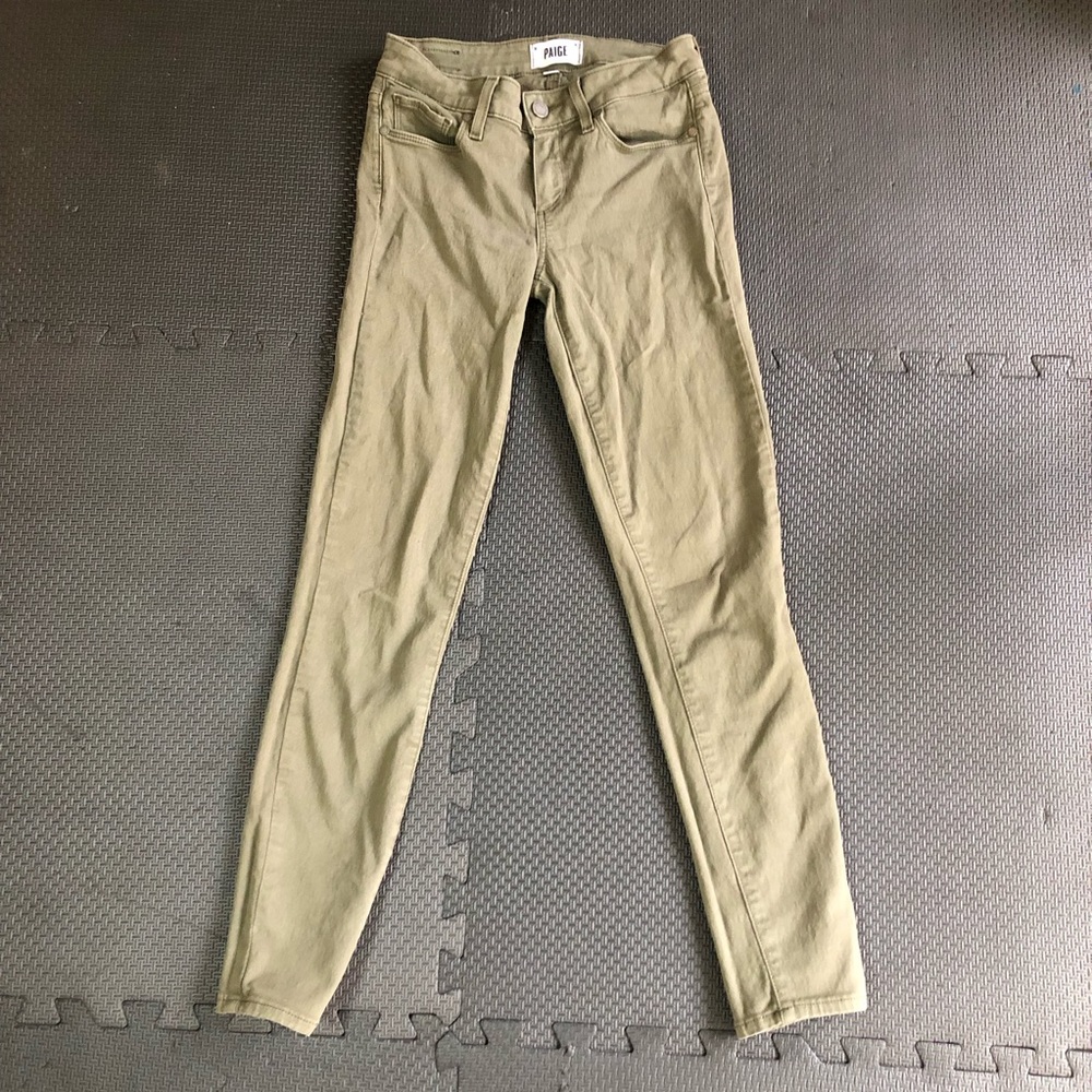 PAIGE MILITARY GREEN DENIM JEANS VERDUGO ANKLE SIZE 25 WOMENS PRE-LOVED